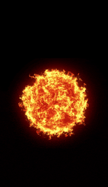 a sphere of fire against a black background that looks like a sun