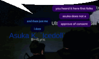 a screenshot of a text message between asuka k and birdlyric