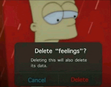 bart simpson is shown with a screen that says delete feelings