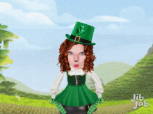 a cartoon of a woman in a leprechaun costume