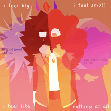a drawing of a monster with the words " i feel big " and " i feel small "