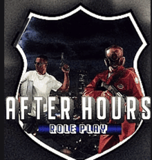 a poster for after hours role play with two men holding guns