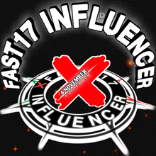 a logo for fast 17 influencer with a red cross in the center