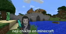 a person is standing in a minecraft world with a sword .