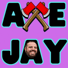 a logo for axe jay with a man 's face in the center