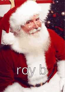 a picture of santa claus with the name roy b on the bottom right