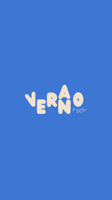 a blue background with the words vernao written on it