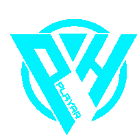 a logo for a company called player has a blue triangle in the center