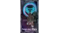 a picture of a girl with the words hop on ffxiv