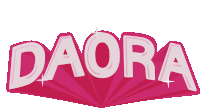 a pink and white logo for daora with a white background