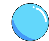 a cartoon drawing of a blue circle with a white outline on a white background