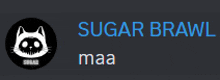 a logo for sugar brawl maa with a cat