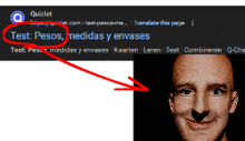 a page that says test pesos medidas y envases and a picture of a bald man