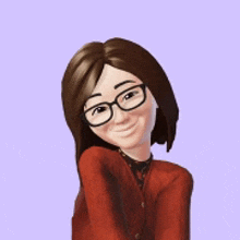 a cartoon character wearing glasses and a red sweater