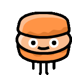 a cartoon illustration of a hamburger with a face on it