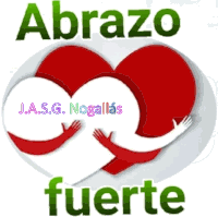 a red and white heart with the words abrazo fuerte written above it