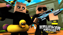 a video game called krunker ranked has a duck and a man with a gun