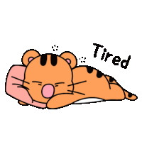 a cartoon illustration of a tired tiger laying down