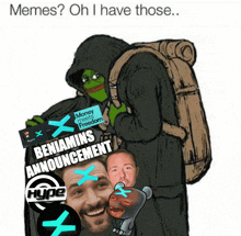 a meme with benjamins announcement written on it