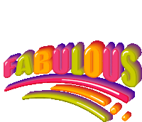 a colorful logo that says fabulous with a rainbow in the background