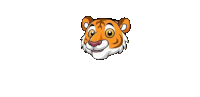 a cartoon illustration of a tiger 's head with a smiling face .