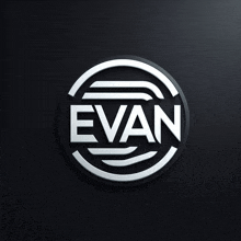 the name evan is on a black background