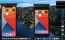 two iphones are displayed on a mac screen