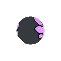 a cartoon drawing of a girl with purple hair looking at a green ball