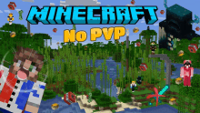 a poster for minecraft no pvp shows a man and a woman