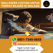 a poster for wallpaper custom untuk tempat biliard di maling