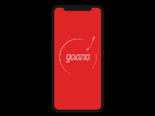 a phone with a red background and the word gaana