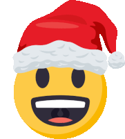 a yellow smiley face with a santa hat on