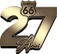 a gold number 27 with a route 66 sign on it