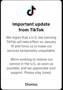 a screenshot of an important update from tiktok ..