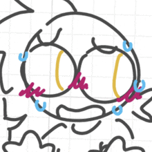 a drawing of a cartoon character with tears coming out of its eyes