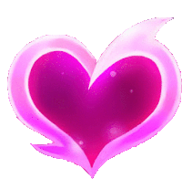 a pink heart on a white background with a purple border