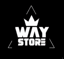 a logo for way store with a crown in the middle