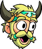 a cartoon of a man with a beard and horns