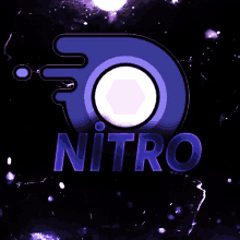 a logo that says nitro on it in purple letters