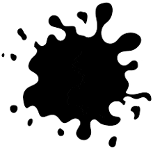 a black and white silhouette of a black ink splash on a white background .