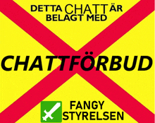 a yellow and red sign that says " chattforbud "