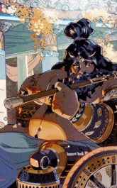 a cartoon of a man with a beard holding a spear