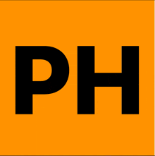 a yellow background with the letter ph in black