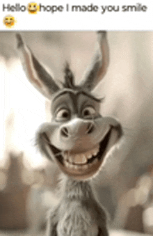 a donkey with a big smile on its face is smiling .