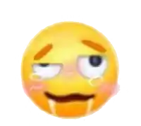 a yellow smiley face with tears coming out of it 's eyes and a mustache .