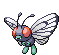 a pixel art drawing of a fly with red eyes and wings on a white background .