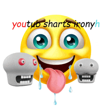 a cartoon smiley face with a tongue sticking out and the words youtube shalts ikonyh above it