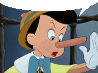 a cartoon character with a long nose is making a speech bubble