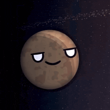 a cartoon drawing of a planet with a smiley face on it