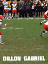 a football player named dillon gabriel throws a ball on the field